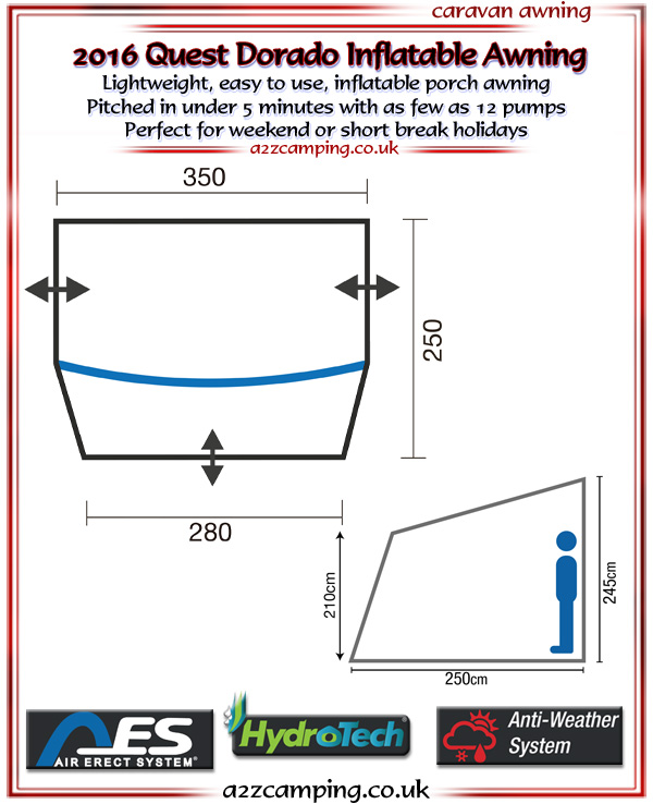 2017 Quest Dorado 350 Inflatable Caravan Awning